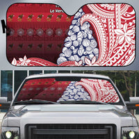 American Samoa Christmas Auto Sun Shade Seashell Xmas Tree Tribal Waves - Polynesian Pride