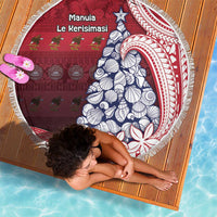 American Samoa Christmas Beach Blanket Seashell Xmas Tree Tribal Waves - Polynesian Pride