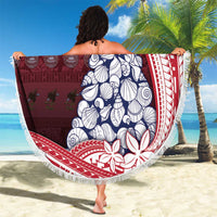 American Samoa Christmas Beach Blanket Seashell Xmas Tree Tribal Waves - Polynesian Pride