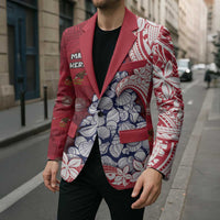 American Samoa Christmas Blazer Seashell Xmas Tree Tribal Waves - Polynesian Pride