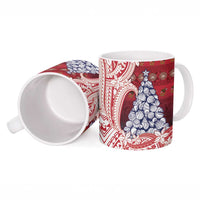 American Samoa Christmas Ceramic Mug Seashell Xmas Tree Tribal Waves - Polynesian Pride