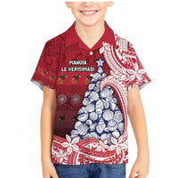 American Samoa Christmas Family Matching Mermaid Dress and Hawaiian Shirt Seashell Xmas Tree Tribal Waves - Polynesian Pride