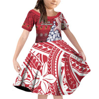 American Samoa Christmas Family Matching Off Shoulder Short Dress and Hawaiian Shirt Seashell Xmas Tree Tribal Waves - Polynesian Pride