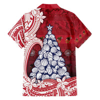 American Samoa Christmas Family Matching Off Shoulder Short Dress and Hawaiian Shirt Seashell Xmas Tree Tribal Waves DT05 - Polynesian Pride