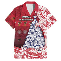 American Samoa Christmas Family Matching Summer Maxi Dress and Hawaiian Shirt Seashell Xmas Tree Tribal Waves - Polynesian Pride