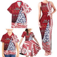 American Samoa Christmas Family Matching Tank Maxi Dress and Hawaiian Shirt Seashell Xmas Tree Tribal Waves DT05 - Polynesian Pride