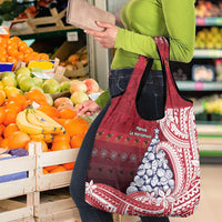 American Samoa Christmas Grocery Bag Seashell Xmas Tree Tribal Waves - Polynesian Pride