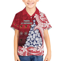 American Samoa Christmas Hawaiian Shirt Seashell Xmas Tree Tribal Waves - Polynesian Pride
