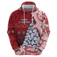 American Samoa Christmas Hoodie Seashell Xmas Tree Tribal Waves - Polynesian Pride