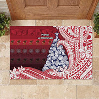 American Samoa Christmas Rubber Doormat Seashell Xmas Tree Tribal Waves - Polynesian Pride