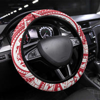 American Samoa Christmas Steering Wheel Cover Seashell Xmas Tree Tribal Waves - Polynesian Pride
