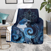 New Zealand Matariki Blanket Maori Tui Bird Blue Galaxy