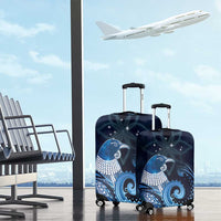 New Zealand Matariki Luggage Cover Maori Tui Bird Blue Galaxy