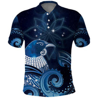 New Zealand Matariki Polo Shirt Maori Tui Bird Blue Galaxy
