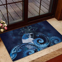 New Zealand Matariki Rubber Doormat Maori Tui Bird Blue Galaxy