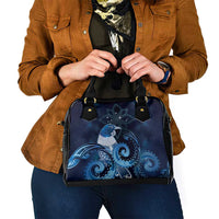 New Zealand Matariki Shoulder Handbag Maori Tui Bird Blue Galaxy