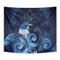 New Zealand Matariki Tapestry Maori Tui Bird Blue Galaxy