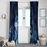 New Zealand Matariki Window Curtain Maori Tui Bird Blue Galaxy