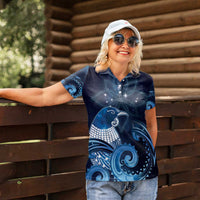 New Zealand Matariki Women Polo Shirt Maori Tui Bird Blue Galaxy