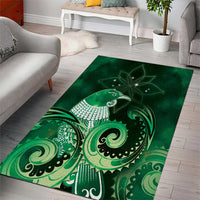 New Zealand Matariki Area Rug Maori Tui Bird Green Galaxy