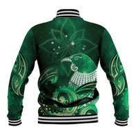 New Zealand Matariki Baseball Jacket Maori Tui Bird Green Galaxy