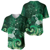 New Zealand Matariki Baseball Jersey Maori Tui Bird Green Galaxy