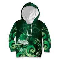 New Zealand Matariki Kid Hoodie Maori Tui Bird Green Galaxy