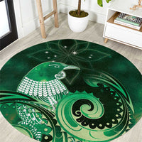 New Zealand Matariki Round Carpet Maori Tui Bird Green Galaxy
