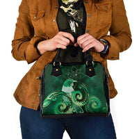 New Zealand Matariki Shoulder Handbag Maori Tui Bird Green Galaxy