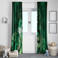 New Zealand Matariki Window Curtain Maori Tui Bird Green Galaxy