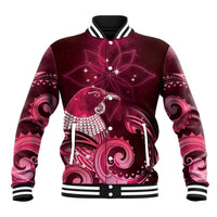 New Zealand Matariki Baseball Jacket Maori Tui Bird Magenta Galaxy