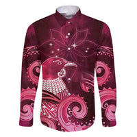 New Zealand Matariki Family Matching Puletasi and Hawaiian Shirt Maori Tui Bird Magenta Galaxy