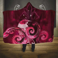 New Zealand Matariki Hooded Blanket Maori Tui Bird Magenta Galaxy