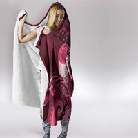 New Zealand Matariki Hooded Blanket Maori Tui Bird Magenta Galaxy