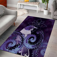 New Zealand Matariki Area Rug Maori Tui Bird Purple Galaxy