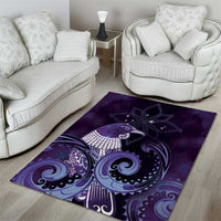 New Zealand Matariki Area Rug Maori Tui Bird Purple Galaxy