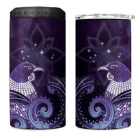 New Zealand Matariki 4 in 1 Can Cooler Tumbler Maori Tui Bird Purple Galaxy