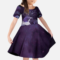 New Zealand Matariki Family Matching Summer Maxi Dress and Hawaiian Shirt Maori Tui Bird Purple Galaxy