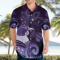 New Zealand Matariki Hawaiian Shirt Maori Tui Bird Purple Galaxy