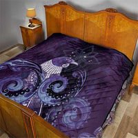 New Zealand Matariki Quilt Maori Tui Bird Purple Galaxy
