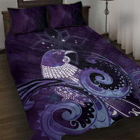 New Zealand Matariki Quilt Bed Set Maori Tui Bird Purple Galaxy