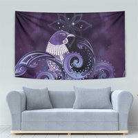 New Zealand Matariki Tapestry Maori Tui Bird Purple Galaxy