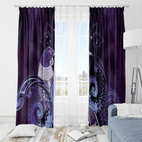 New Zealand Matariki Window Curtain Maori Tui Bird Purple Galaxy
