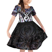 New Zealand Aotearoa Family Matching Off Shoulder Short Dress and Hawaiian Shirt Pikorua Single Twist Pink Paua Shell DT05 Daughter's Dress Pink - Polynesian Pride