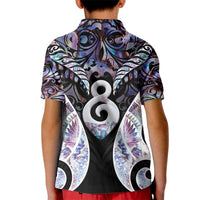 New Zealand Aotearoa Kid Polo Shirt Pikorua Single Twist Pink Paua Shell