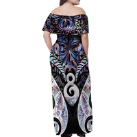 New Zealand Aotearoa Off Shoulder Maxi Dress Pikorua Single Twist Pink Paua Shell
