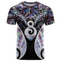 New Zealand Aotearoa T Shirt Pikorua Single Twist Pink Paua Shell