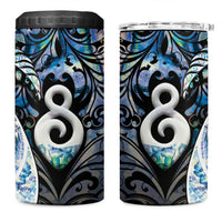 New Zealand Aotearoa 4 in 1 Can Cooler Tumbler Pikorua Single Twist Green Paua Shell