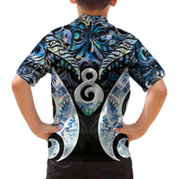 New Zealand Aotearoa Family Matching Off The Shoulder Long Sleeve Dress and Hawaiian Shirt Pikorua Single Twist Green Paua Shell