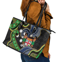 South Sea Islanders And Fiji Leather Tote Bag Fijian Coat Of Arms And Southern Cross DT05 - Polynesian Pride
